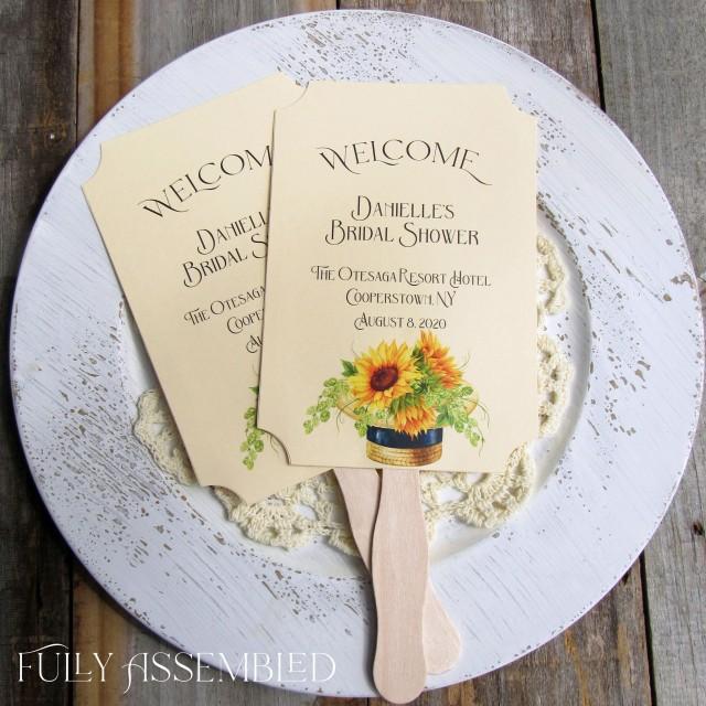 Sunflower Favor Fans, Sunflower Bridal Shower, Sunflower Favors, Bridal