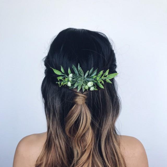 SUE Greenery Flower Clip Baby Shower Flower Hair Rustic Hair Clip Wedding Flower Clip