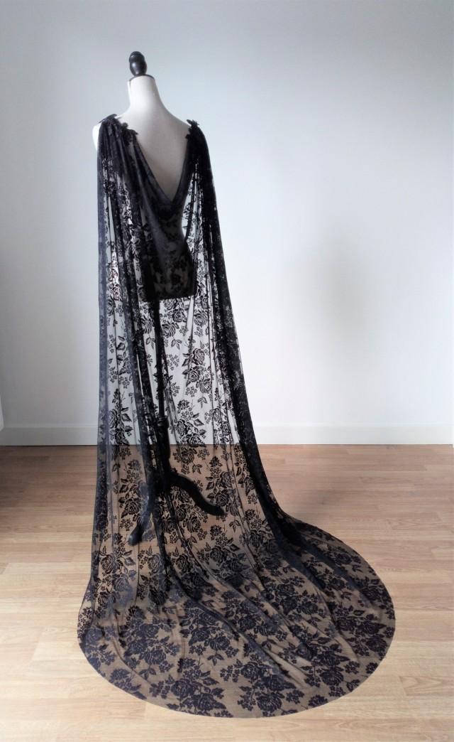 black bridal cape
