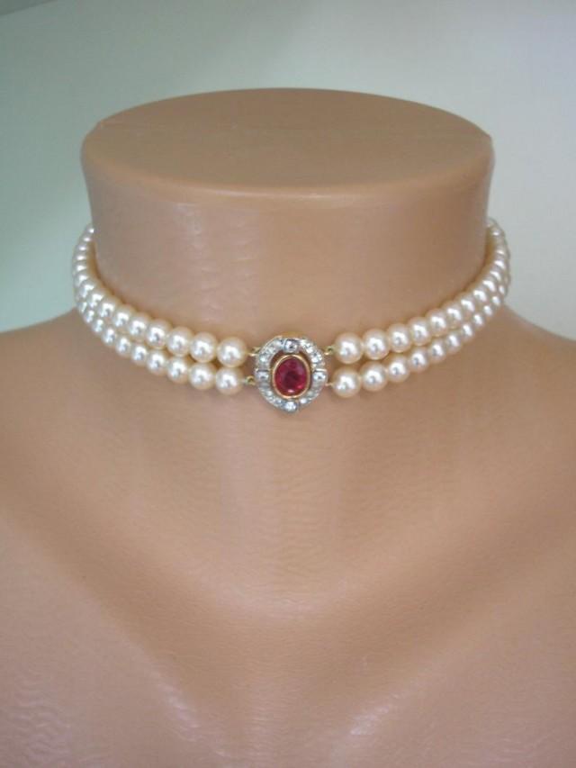 Sawyer, Vintage Pearl Choker Necklace 