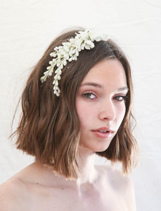 Antique Wax Flower Wedding Headpiece, Vintage Wax Flower And Bud