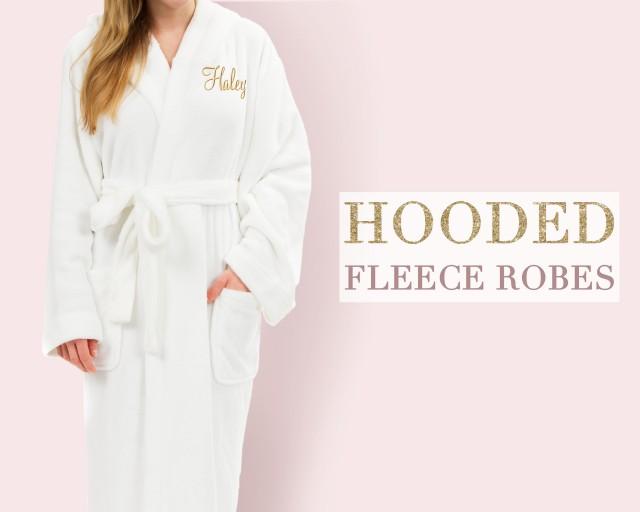 Personalized Hooded Fleece Robe, Custom Holiday Christmas Gift For Her