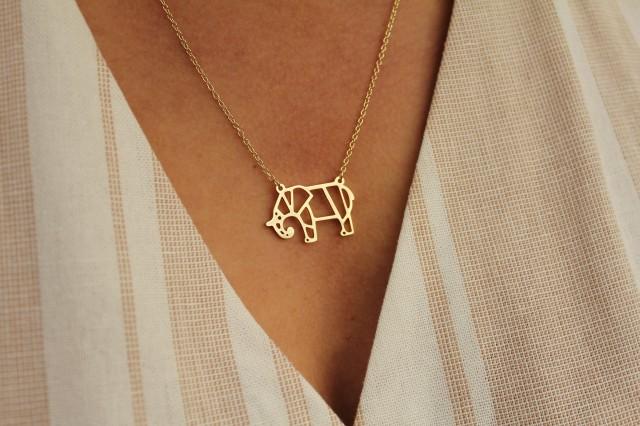 Elephant Necklace, Origami Animal 