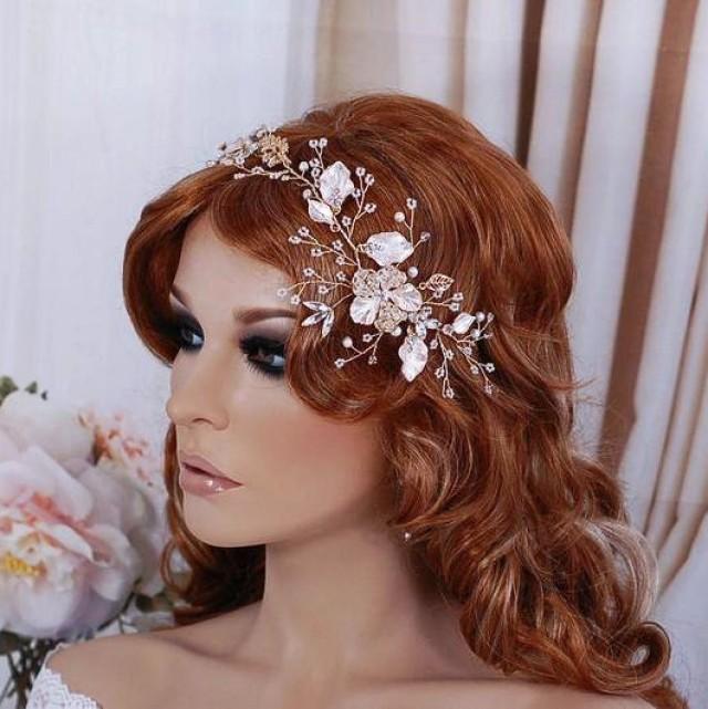 Blush Gold Bridal Vine Headpiece Hair Wreath Hairpiece Head Piece