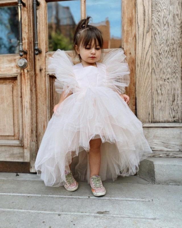 FYMNSI Baby Girl Dress Birthday Party Dress Christening Dress Toddler Bowknot Flowers Lace Tulle Dress Tutu Princess Wedding Bridesmaid Party Dress with Headband Outfit Baby Clothing 