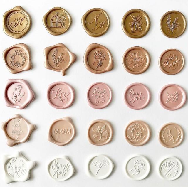 Custom Wax Seals, Self Sealing Custom Wax Monogram Seal, Adhesive Wax Seals, Peel And Stick Wax