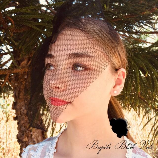 Bespoke Black Birdcage Veil, Made To Order Wedding Veil, Funeral Veil