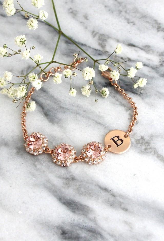 Blush Bridesmaids Bracelet, Bridal Bracelet, Personalized Bracelet