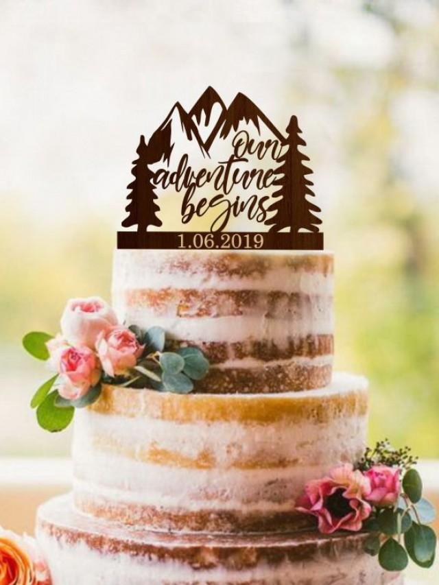Our Adventure Begins Cake Topper, Travel Wedding Cake Toppers