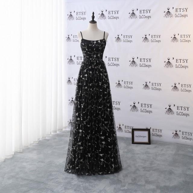 Celestial Wedding Dress Starry Night Prom Evening Party Dress Black