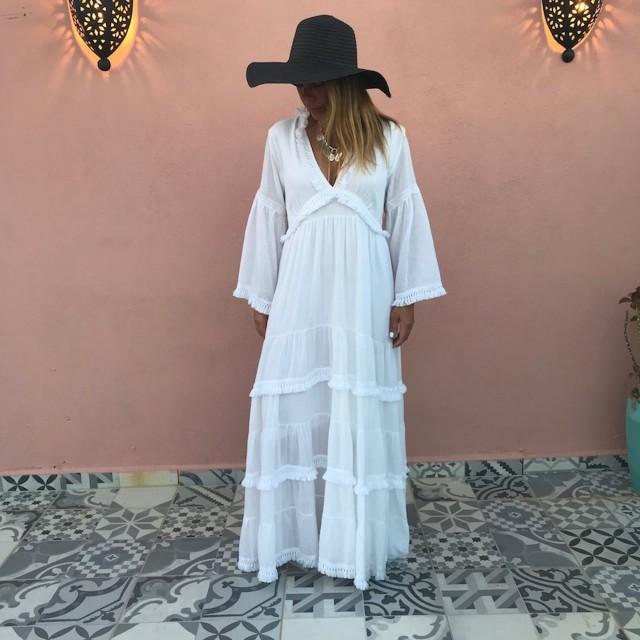 white cotton long dress