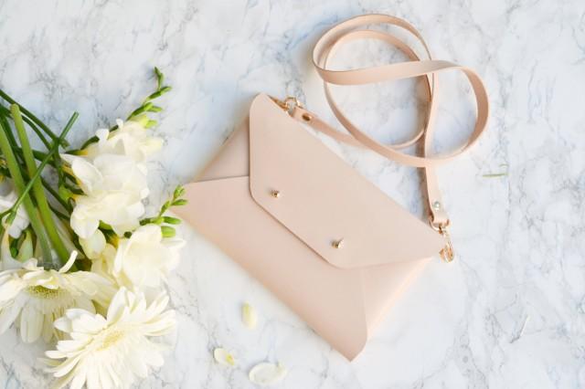 Nude Leather Clutch Bag Nude Envelope Clutch Available With Wrist