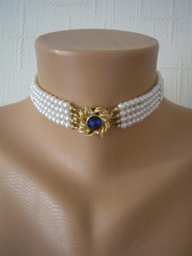 Vintage 4 Strand Pearl Choker Vintage Pearls Pearl And Sapphire