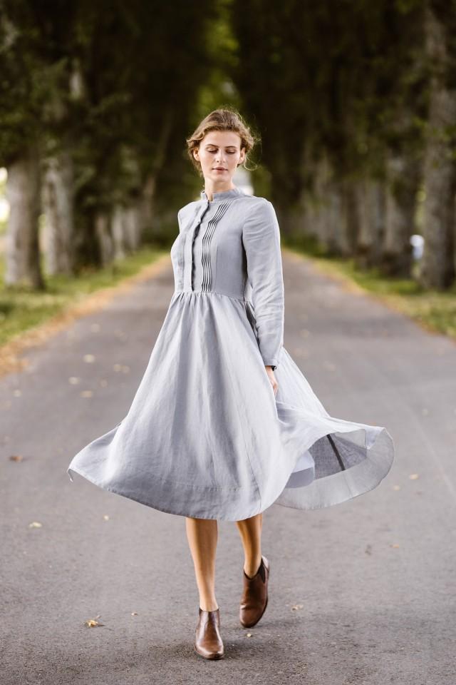 Sondeflor Dress, Vintage Style, Linen 