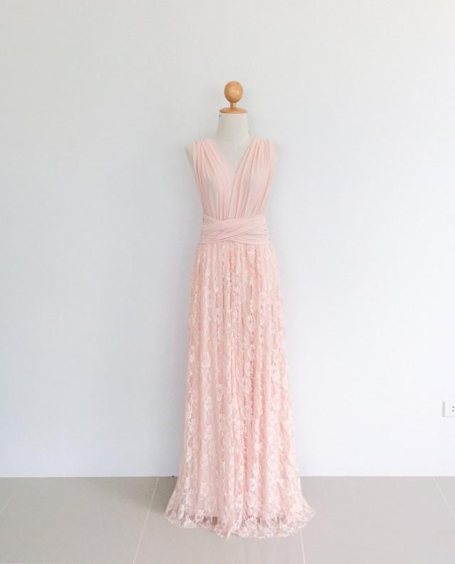 Maxi Nude Pink Lace Overlay Bridesmaid Dress Infinity Dress Bridesmaid Dress Prom Dress