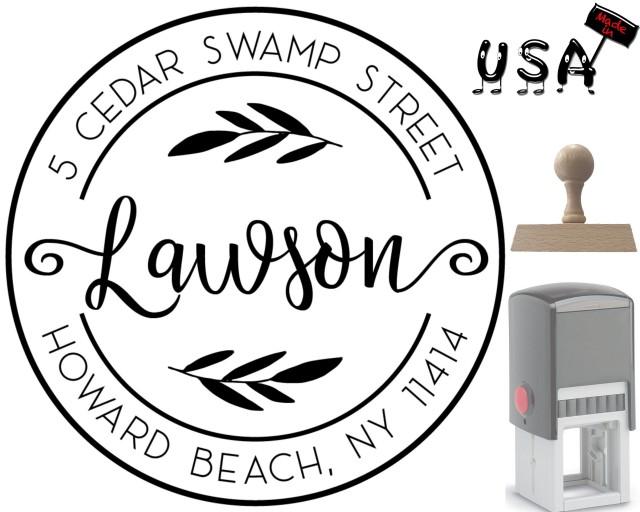 TOP SELLING Address Stamp Personalized Gift Round Monogram Return