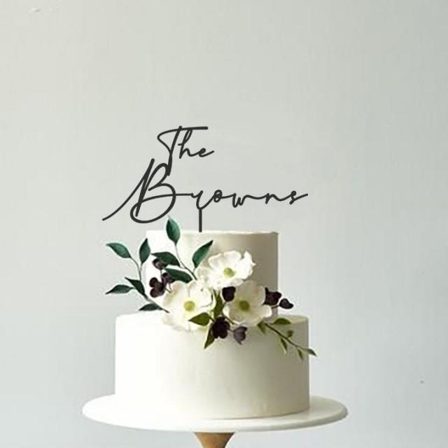 Custom Script Mr And Mrs Cake Toppers For Wedding Rustic Wedding Cake