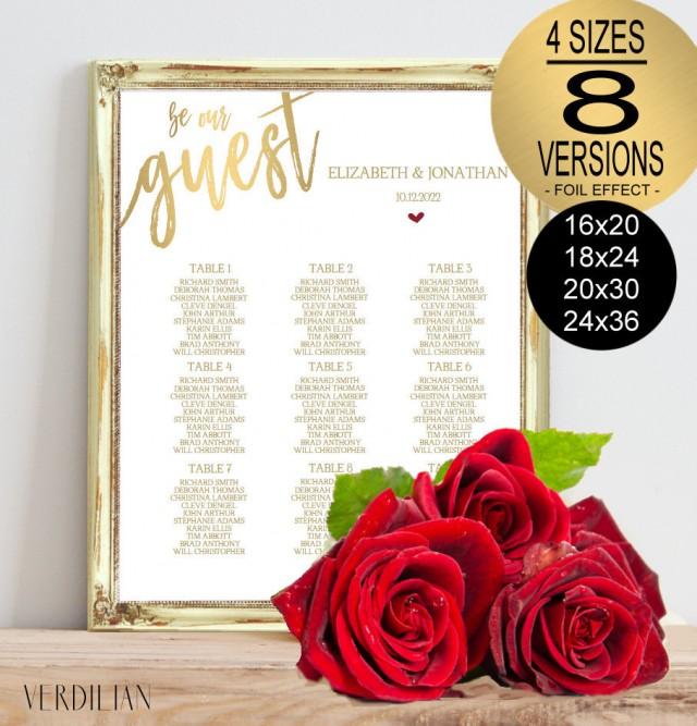 Be Our Guest Seating Chart Printable Template, Gold Wedding Seating