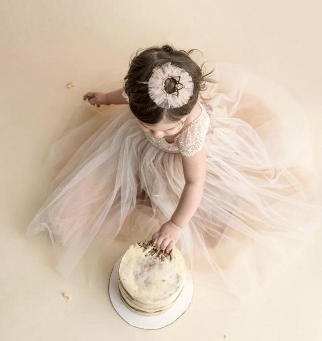 IVORY Over BLUSH Flower Girl Dress Dresses Girls 1st Birthday Outfit