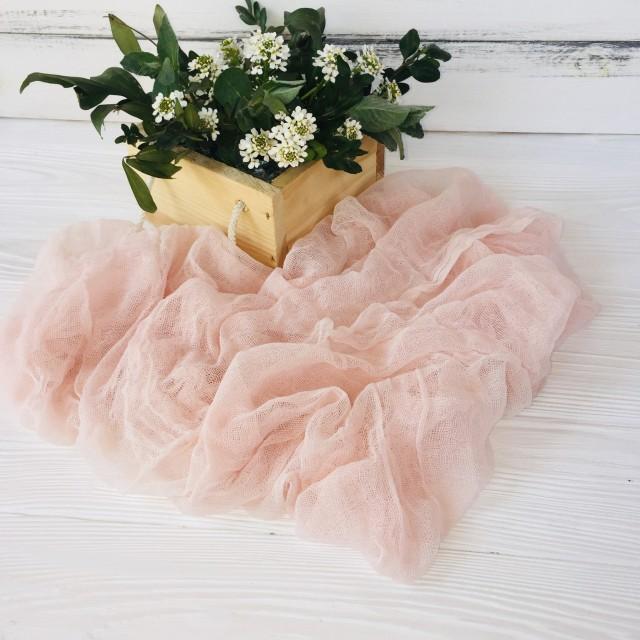 Cream Blush Wedding Cheesecloth Table Runner, Wedding Table Runner