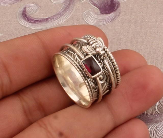 925 Sterling Silver Spinner Ring Meditation Heart Handmade Woman Jewelry  S111