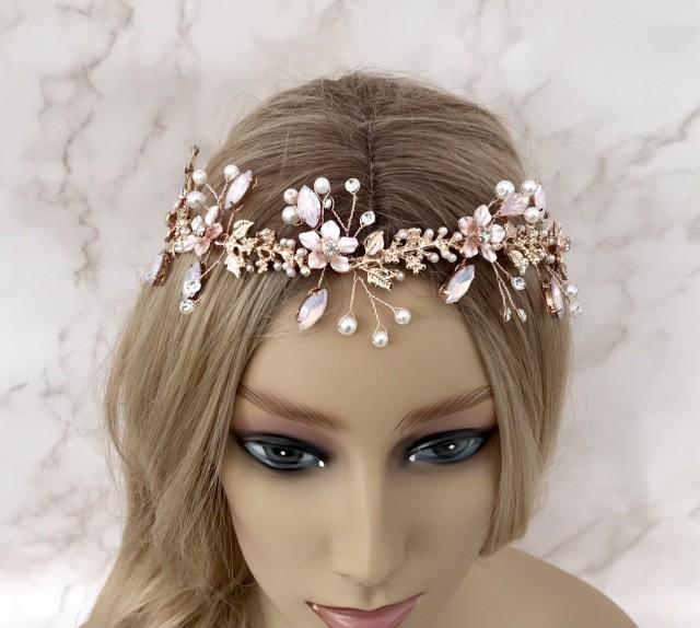 Rose Gold Vine, Blush Pink Hair Piece, Floral Hair Vine, Bridal Hair