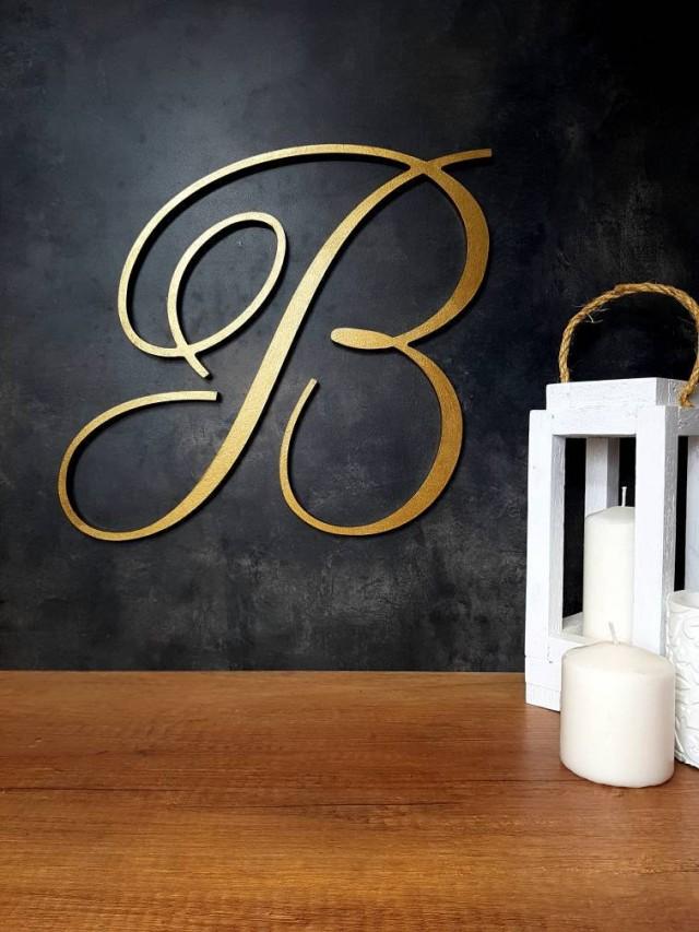 Extra Large Wood Letters Wedding Backdrop, Decorative Calligraphy Gold