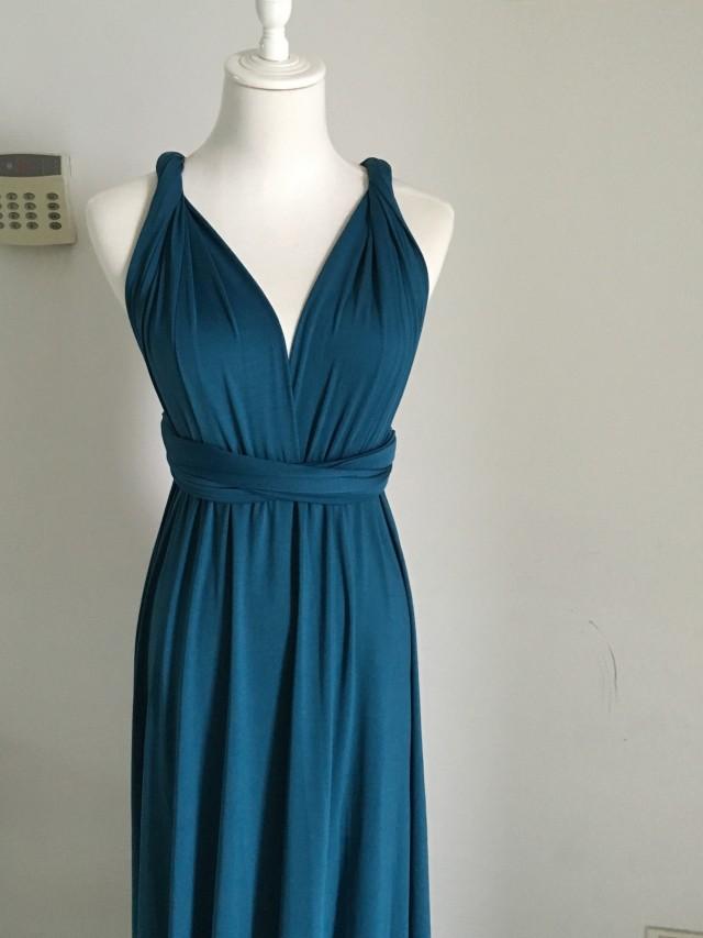 Teal Floor/ Knee Length Convertible Bridesmaid Dress Infinity Bridesmaid Dress Multiway Wrap
