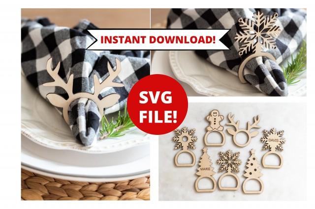 Napkin Ring SVG, Christmas Napkin Ring Svg, Napkin Holder Svg