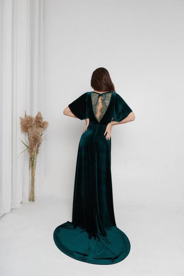 dark green dress wedding guest