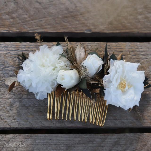 Hair Comb Claire Preserved Flowers For Wedding Hairstyle Accessory