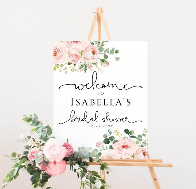Canva Light Pink Editable Welcome Sign Template Blush Pink Wedding Welcome Sign Instant Download N06