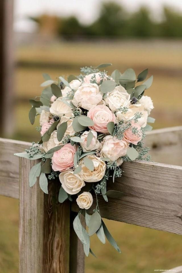 Sola Wood Flower Custom Cascading Boho Greenery Bridal Bouquet 2982881 Weddbook 2957