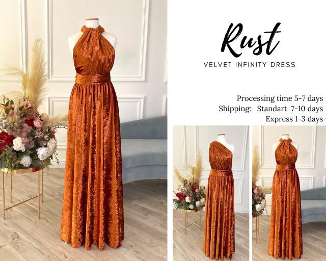 RUST Infinity Velvet Dress Bridesmaid 