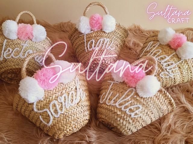 Personalized bachelorette party GIFT straw basket,bridal shower bags,customized straw bags,custom beach bag,straw tote,embroidered bags