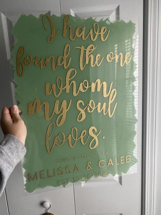 Baby Shower Welcome Sign Hand Lettered & Back Painted Acrylic Wedding Quote Sign Song of Solomon Bridal Shower Sign