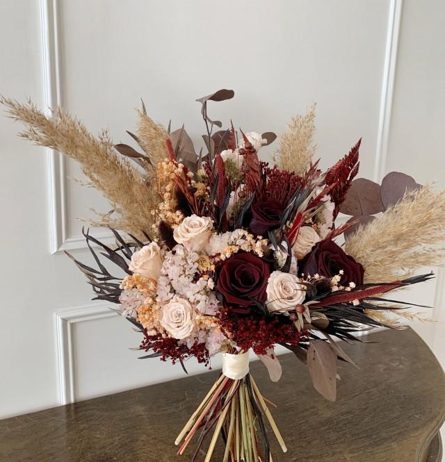 Burgundy Wedding Bouquet,fall Bouquet, Burnt Orange, Chocolate Bouquet 