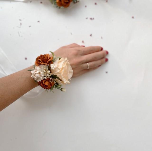 Terracotta Flower Corsage Per 1 Floral Wrist Corsages Brown Wrist