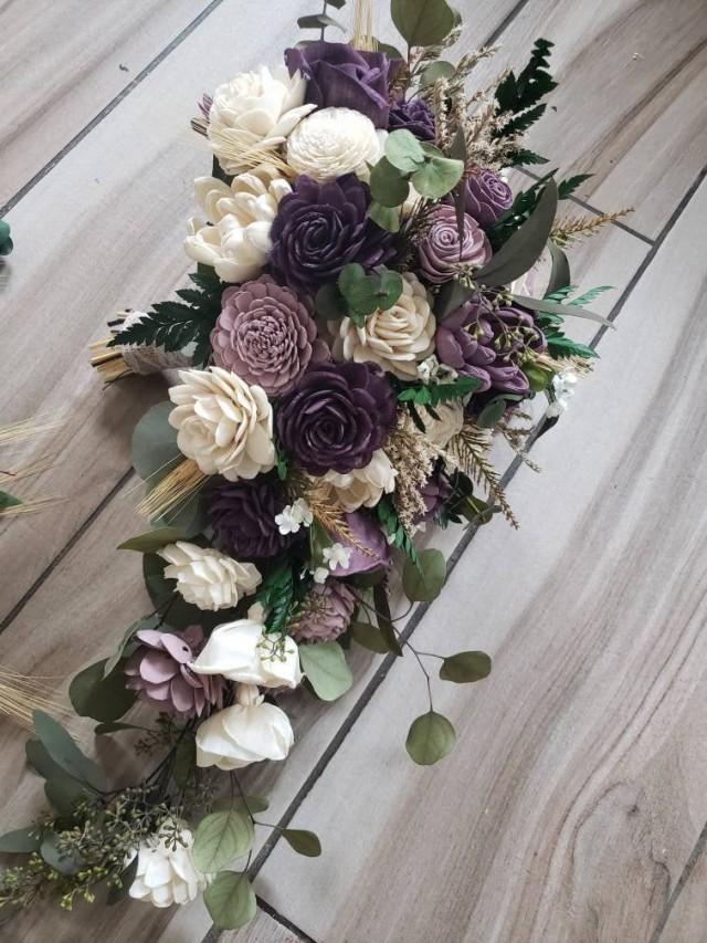 Shades Of Purple Cascading Bouquet, Wedding Flowers, Sola Wood Flower 2984401 Weddbook