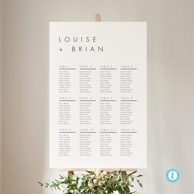 Minimalist Seating Chart Sign Template Download Modern Seating Template ...