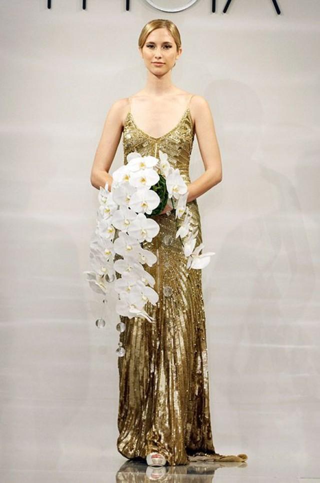 A Gold Art Deco Wedding Dress From The Theia Fall 2014 Bridal ...