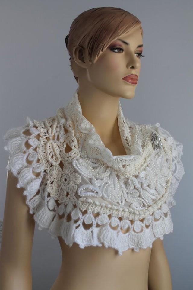 Wedding Crochet Capelet - Wedding Shrug - Wearable Art - OOAK #2044769 ...