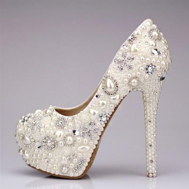 Shoe - Crystal Rhinestone Pearl Wedding Shoes #2047494 - Weddbook