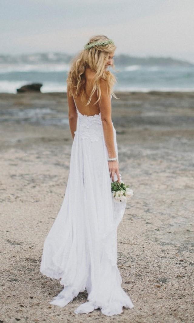 Stunning Low Back White Lace Wedding Dress, Dreamy Floaty Skirt And ...