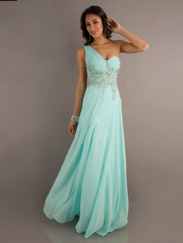 Chiffon A-line Applique One Shoulder Prom Gown With Sheer Back #2050152 ...