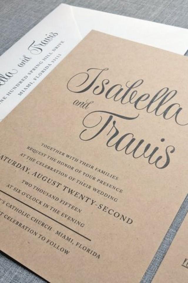 NEW Isabella Script Recycled Kraft Wedding Invitation Sample #2059689 ...