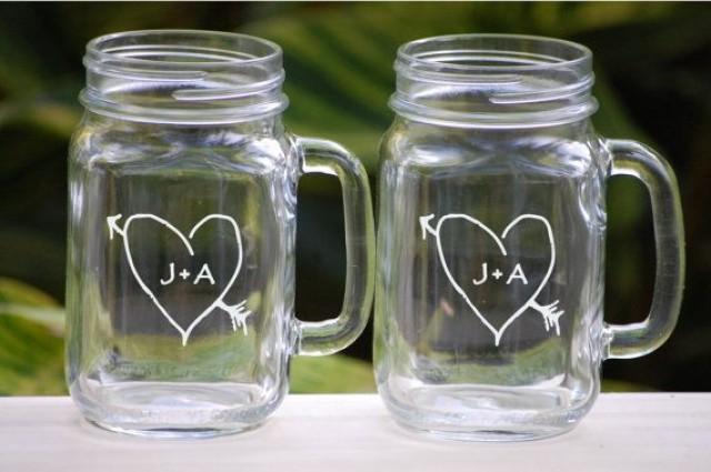 Mason Jar Wedding Gift Ideas Unique Toasting Gles Etched Mason Jar Rustic Wedding Barn