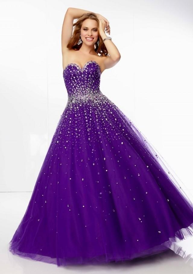 Beautiful Beads Tulle Princess Floor-length Diamonds Lace-up Prom Dress ...