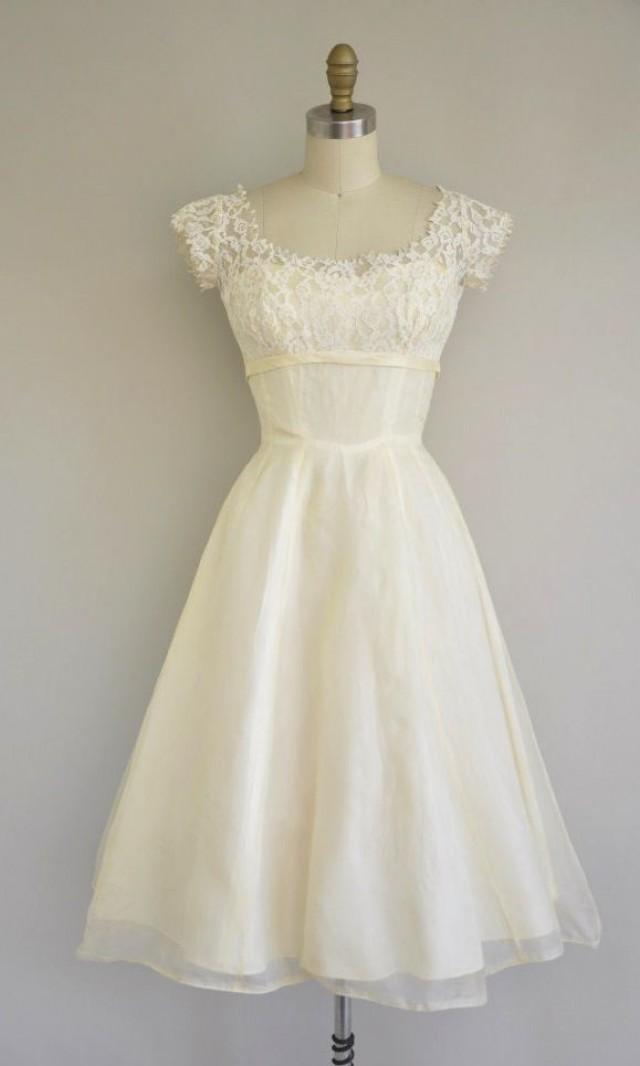 Vintage 1950s Dress / 50s Tea Length Lace Chiffon Dress / 1950s Angelic ...