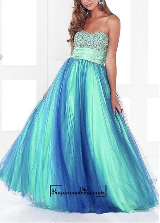 Amazaing Stretch Satin & Tulle Ball Gown Strapless Empire Waist Full ...